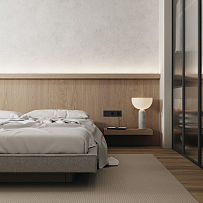 70㎡极简小户型卧室床头背景墙设计效果图