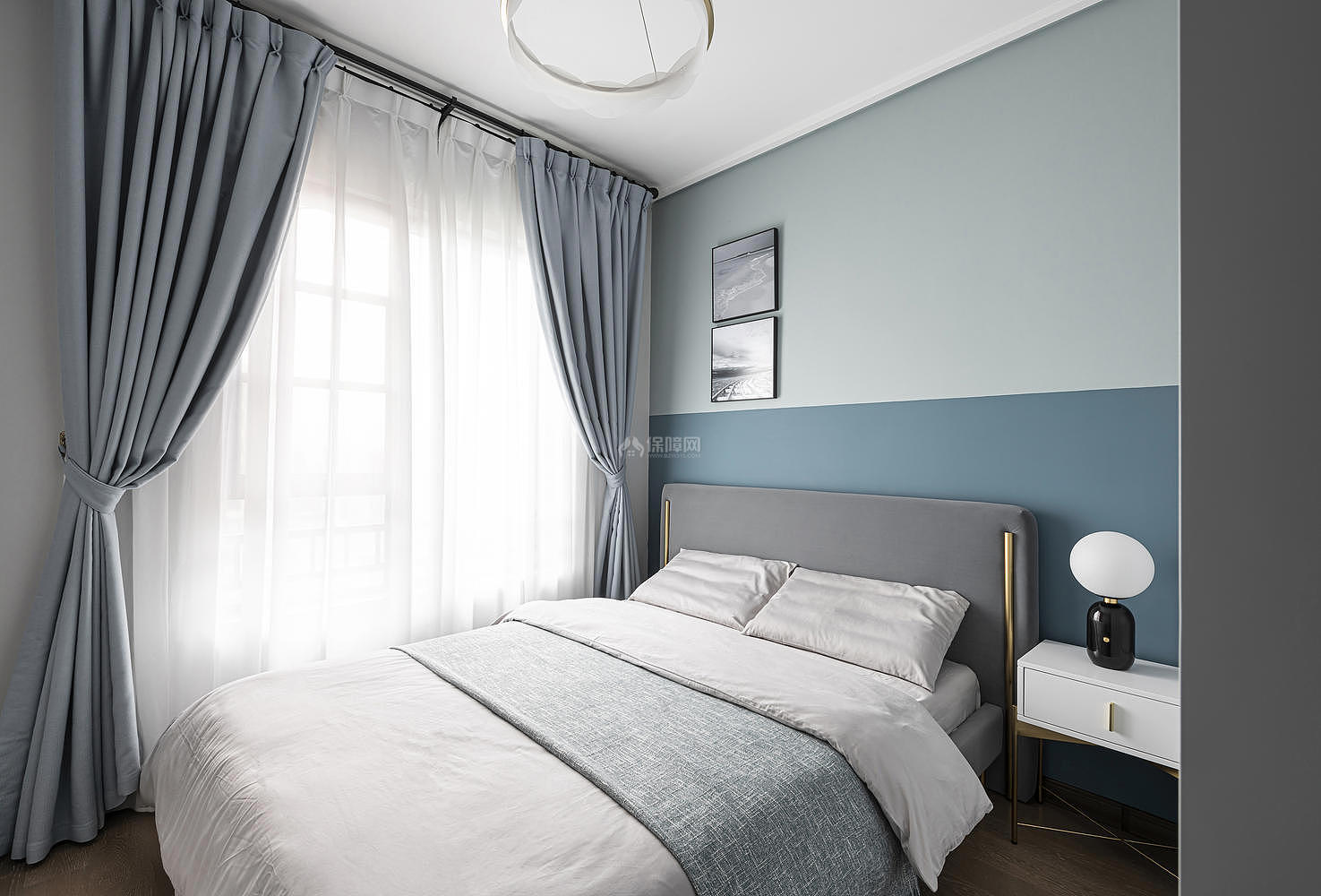 북유럽 간단한 침실 인테리어 디자인 효과 그림 사진 무료 다운로드 - Lovepik