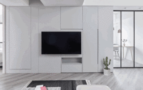 67平混搭客厅电视墙设计效果图