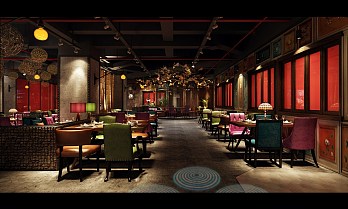 漫鏡頭音樂餐廳用餐區(qū)整體效果圖
