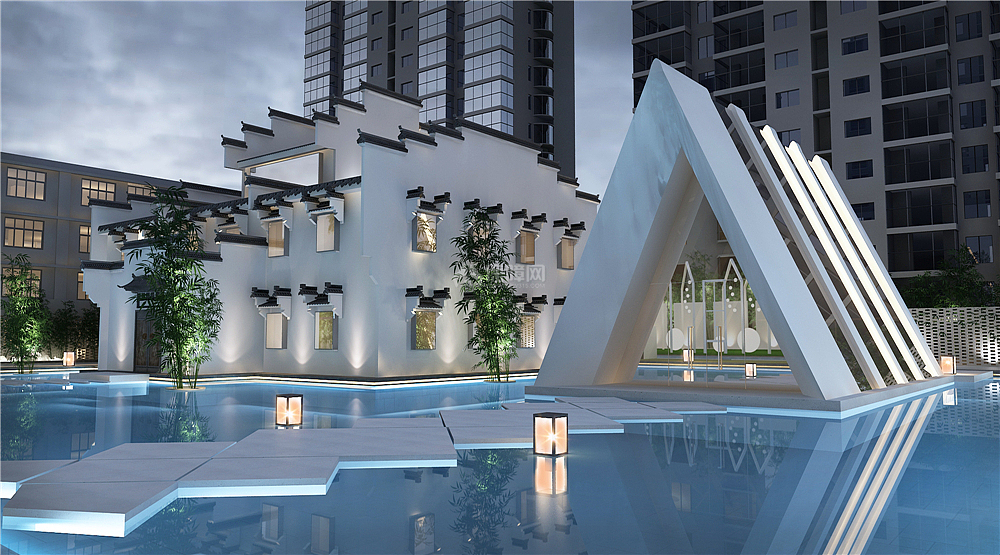 玺尊龙大禧堂宴会中心泳池区建筑造型设计