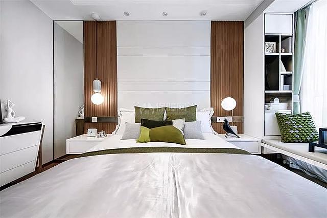 60平米时尚北欧风卧室床头背景墙效果图