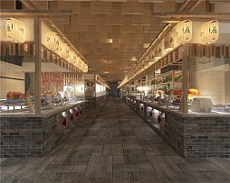 婚礼产业园区宴会餐厅摆餐台设计效果图