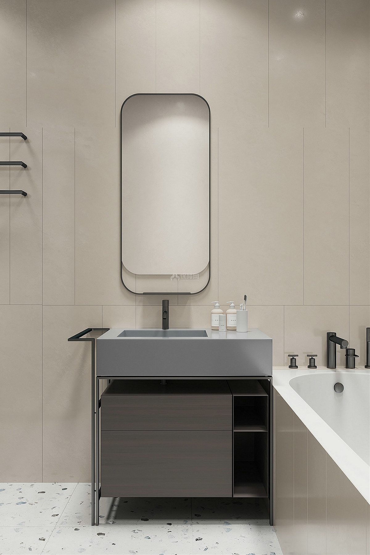 自然清新现代风格卫生间洗手台装修设计-房天下装修效果图