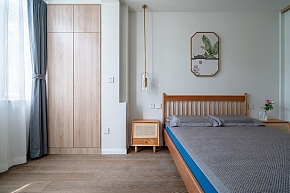 56平米新中式卧室嵌入式衣柜设计