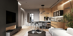 87㎡现代公寓装潢设计效果图案例