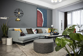 126平现代北欧客厅沙发墙装饰效果图