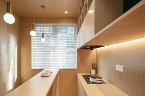 25㎡现代风阁楼小公寓开放式厨房设计效果图
