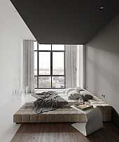 110㎡时尚现代公寓卧室床头柜细节图