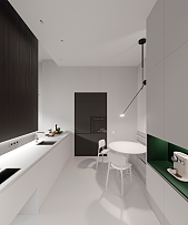 110㎡时尚现代公寓开放式厨房设计效果图