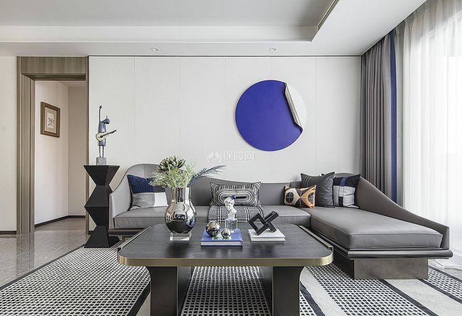 156㎡舒适现代沙发背景墙装潢设计效果图