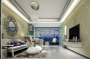58㎡现代风单身公寓客厅设计效果图