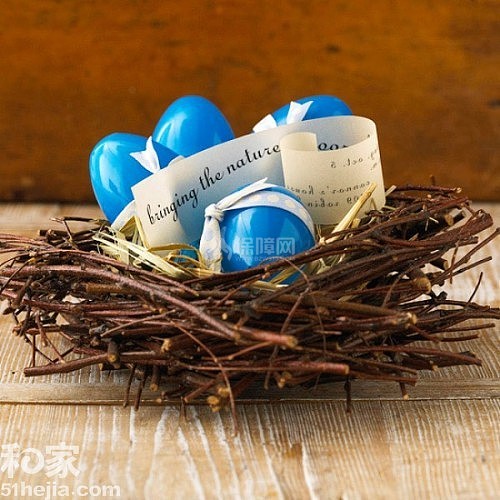 DIY鸟巢蓝色彩蛋,DIY饰品
