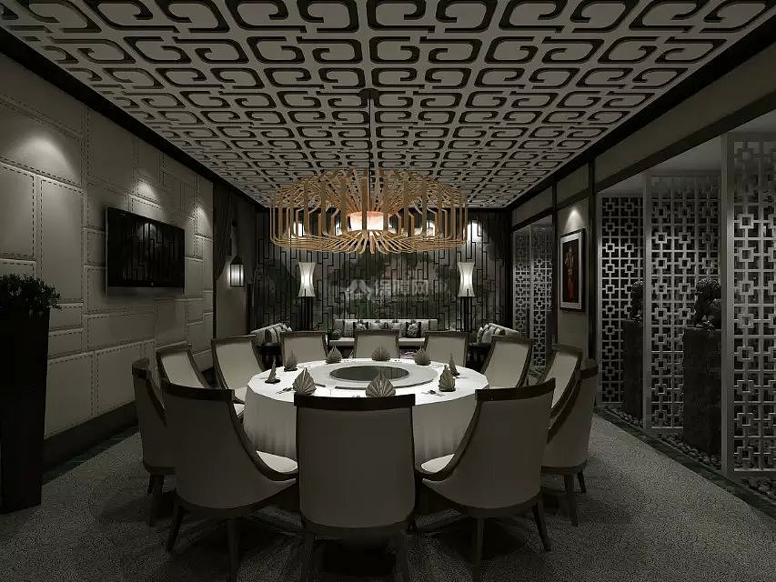 中式飯店大包廂裝修效果圖