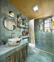 田园风卫生间浴室镜风格装修图片