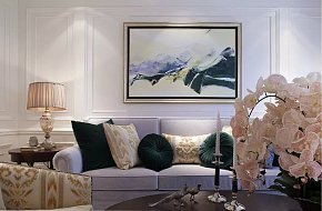 美式沙发背景墙油画图片