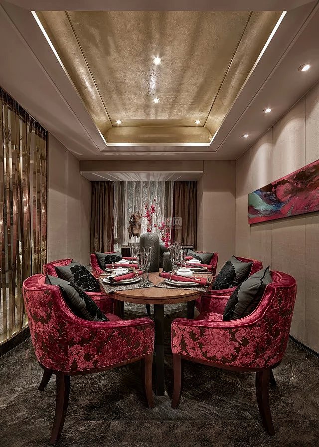 现代中式餐厅背景墙中户型装修效果图
