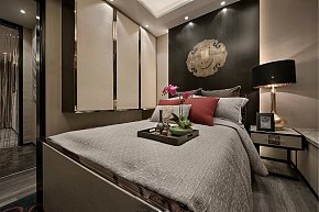 中式私人房床头柜背景墙装修效果图