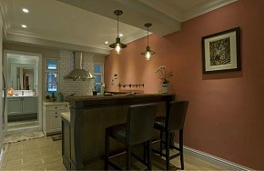 美式风格厨房吧台装修效果图