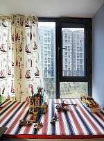 美式儿童房飘窗窗帘图片