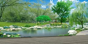 公园湖边设计效果图案例