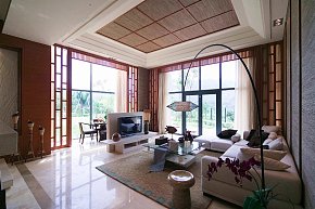 东南亚客厅沙发窗帘设计图片