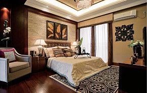 东南亚卧室床头背景墙室内设计
