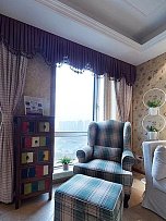 美式风格休闲区沙发窗帘装修设计