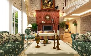 美式地中海客厅瓷砖效果图