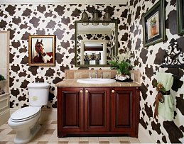 美式田园风格卫生间浴室柜背景墙图片