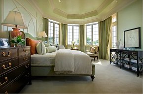 美式风格卧室吊顶床头柜设计图片