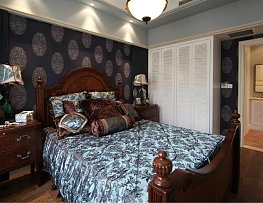 美式风格卧室床头背景墙家装图片