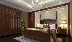 美式风格卧室床头背景墙装修设计