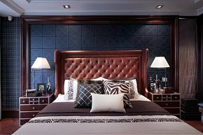 美式风格卧室床头柜背景墙设计