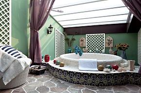 91平法国地中海风格浴室背景墙效果图