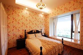 120平米现代美式风格别墅卧室飘窗设计