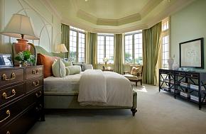 112平大气美式风格别墅卧室飘窗设计