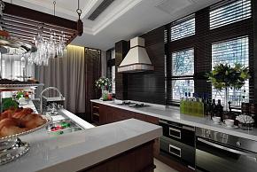 110平美式风格别墅厨房装修效果图