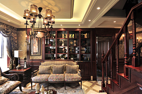 145平美式风格三居室客厅设计效果图案例