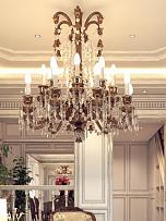 134平欧式新古典风格别墅客厅水晶灯图片