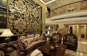 欧式家装时尚风别墅客厅背景墙效果图