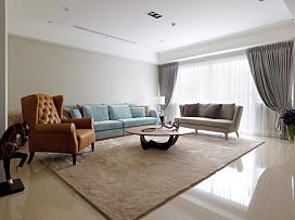 118平现代简欧风格客厅地毯效果图