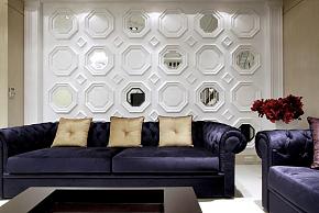 别墅现代简欧风格客厅沙发背景墙图片