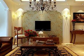 美式现代风格家居客厅电视背景墙图片