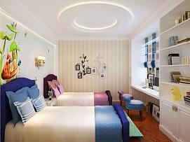 欧式现代风格别墅儿童双人卧室设计