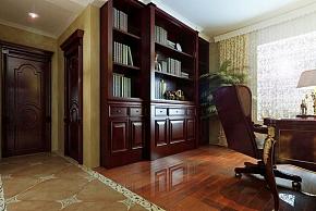 108平舒适美式风格家装书房书柜效果图