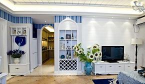 93平米地中海风格两居室设计客厅图片