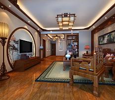 中式风格120平米三居室设计客厅图片