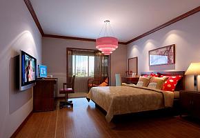 中式风格120平米三居室卧室装饰效果图