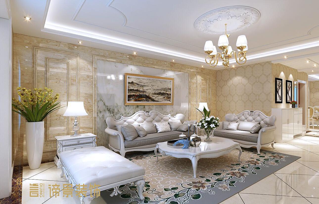 简欧格调之蓝颜-客厅